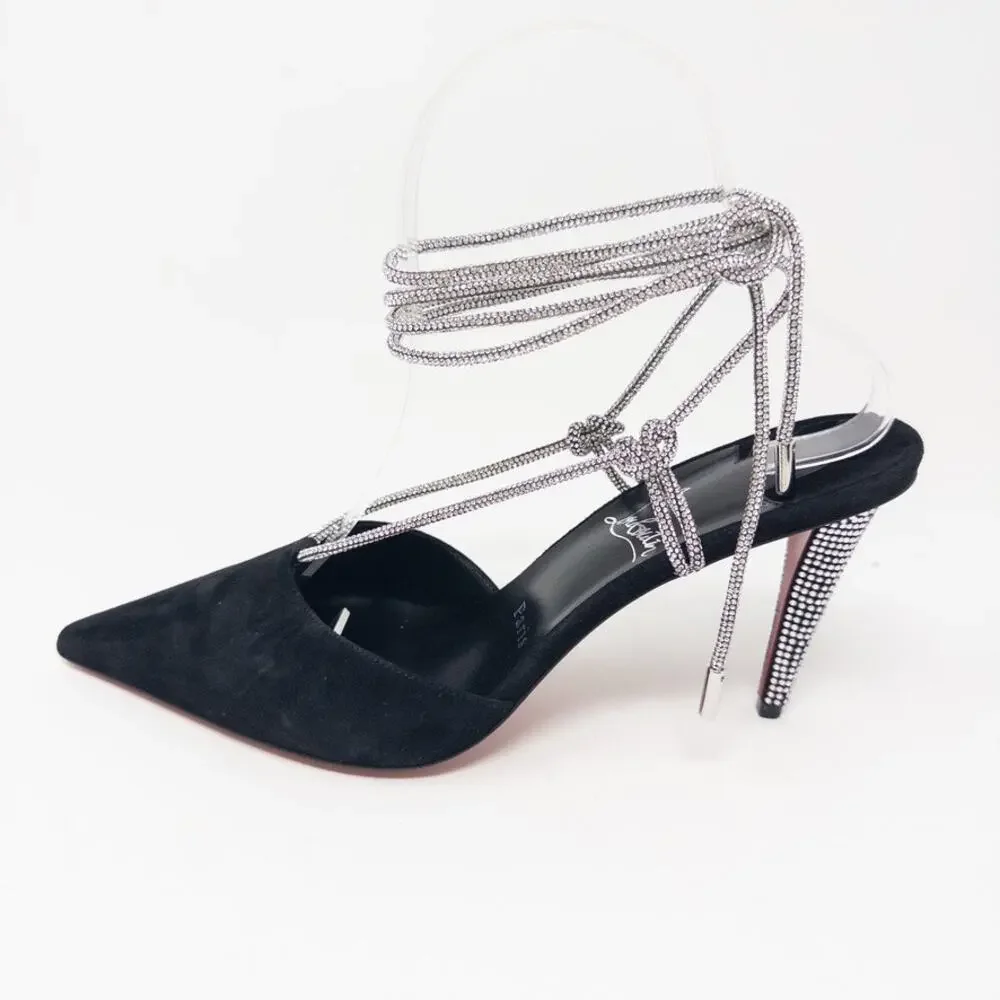 Christian Louboutin Astrid Crystal Lace-Up Strassita 85mm EU 38.5 - Picture 1 of 7